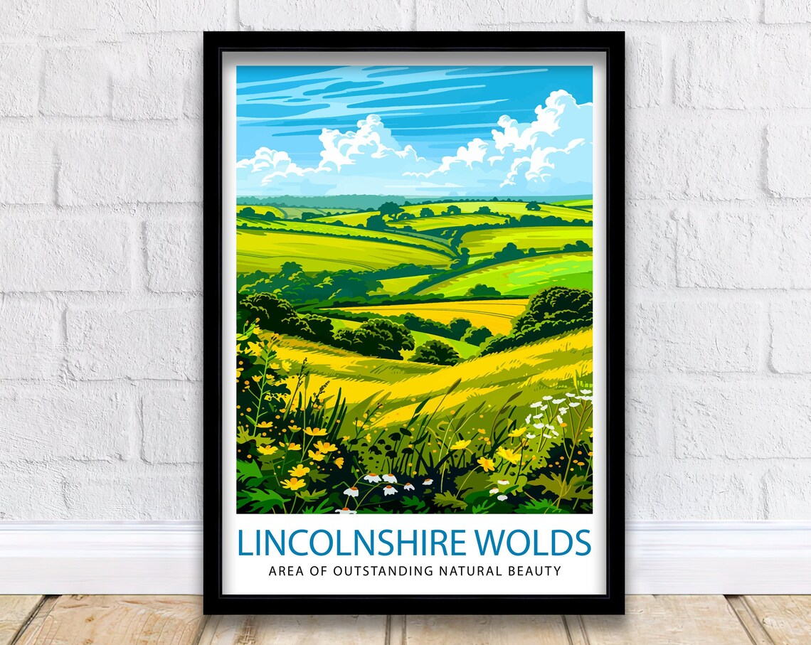 Lincolnshire Wolds Rolling Hills Wildflowers English Art Poster