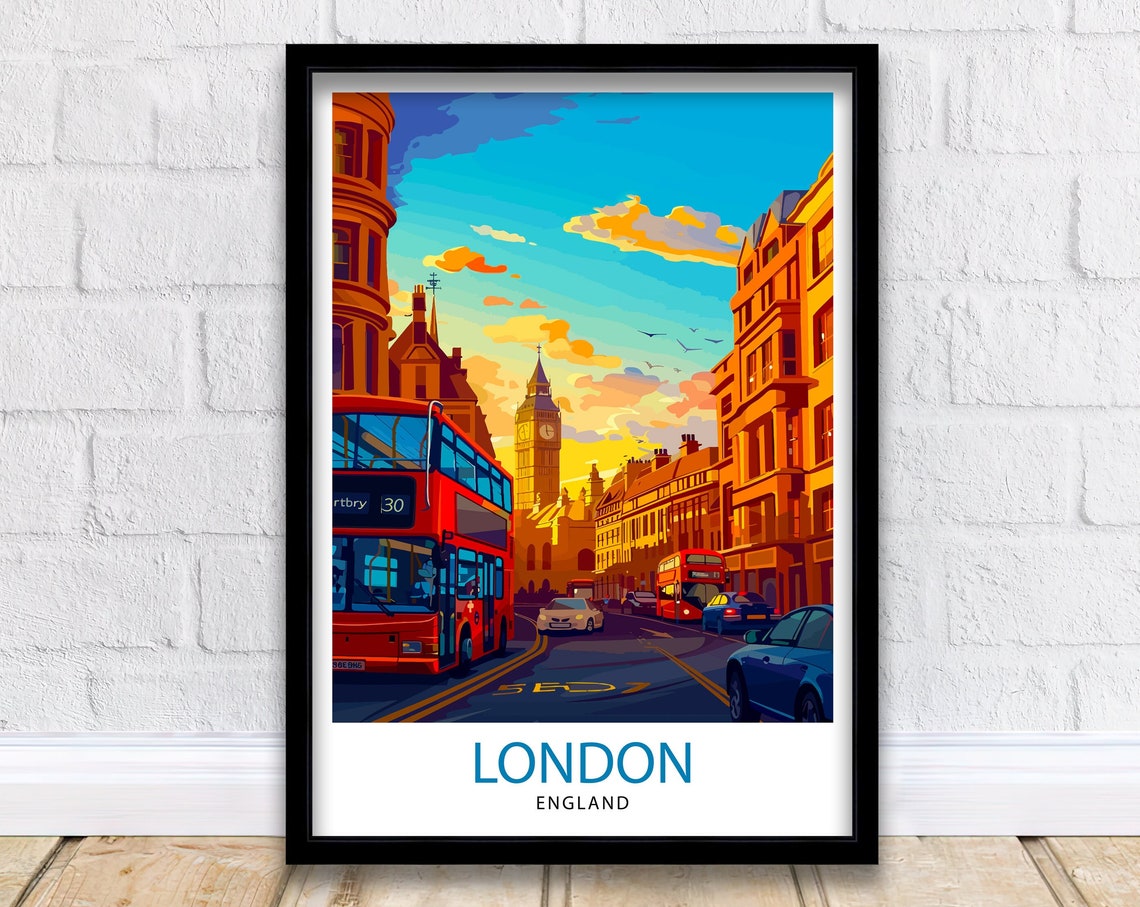 London Travel Print London Wall Art London Home Decor London Illustration Travel Poster Gift For London Uk Home Decor