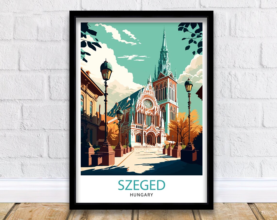 Szeged Hungary Travel Print Szeged Wall Art Szeged Travel Poster Hungary Illustration Szeged Cityscape Hungary Souvenir Szeged Home Decor