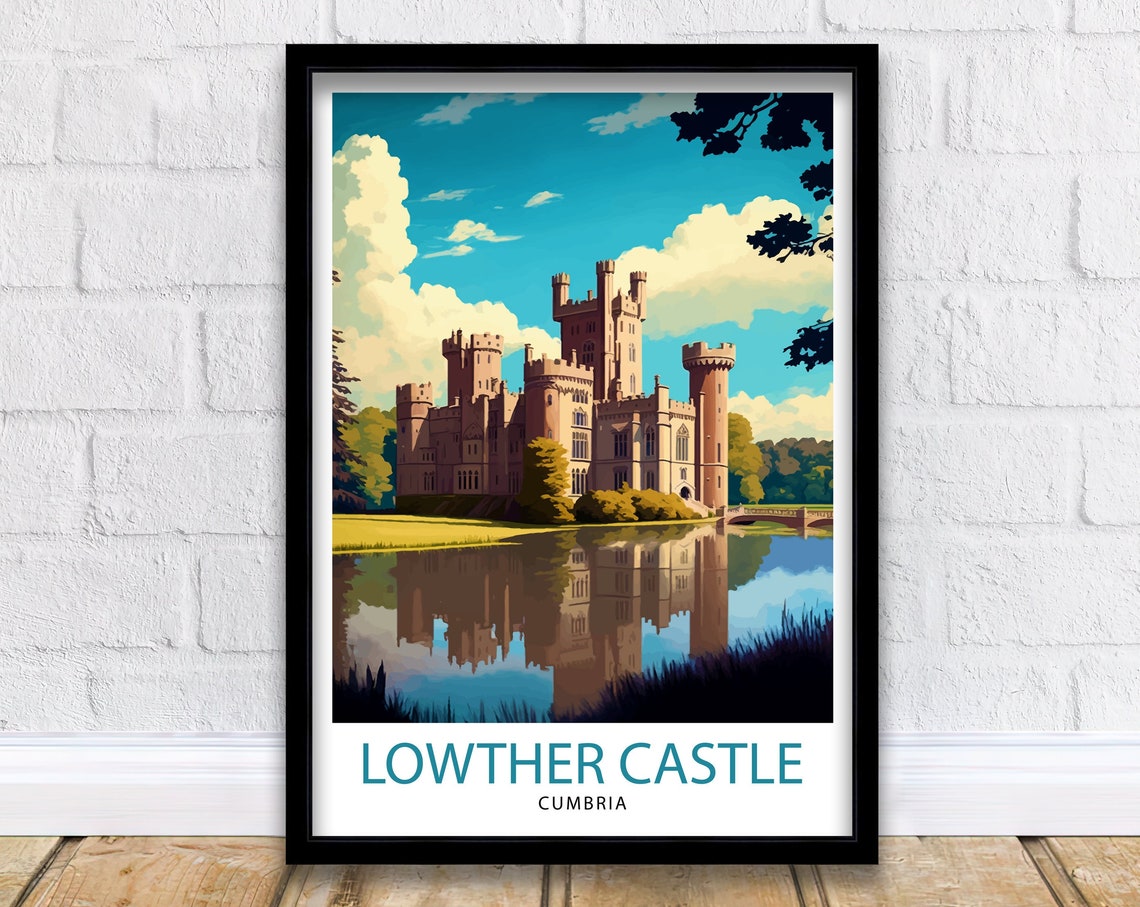 Lowther Castle Cumbria Castle Reflection Lake Parkland Poster