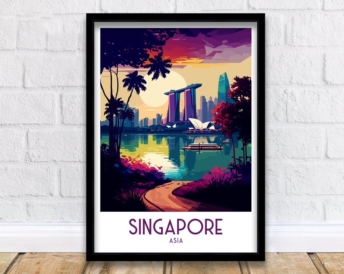 Singapore Asia Travel Poster, Home Living Decor