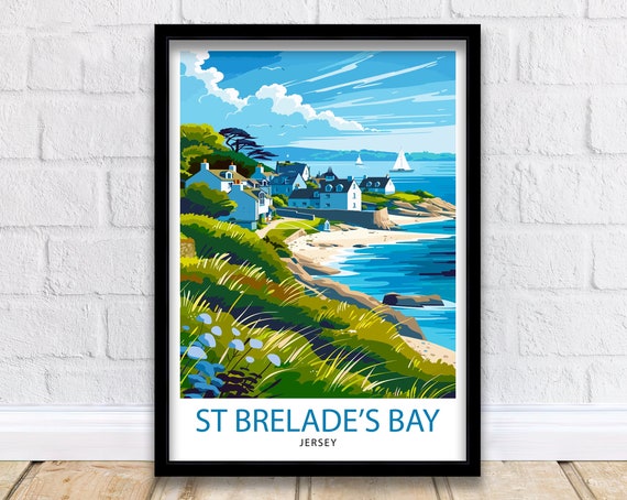 St Brelades Bay Jersey Travel Print Wall Art St Brelades Bay Wall Hanging Home Dcor St Brelades Bay Gift Art Lovers Jersey Art Lover Gift