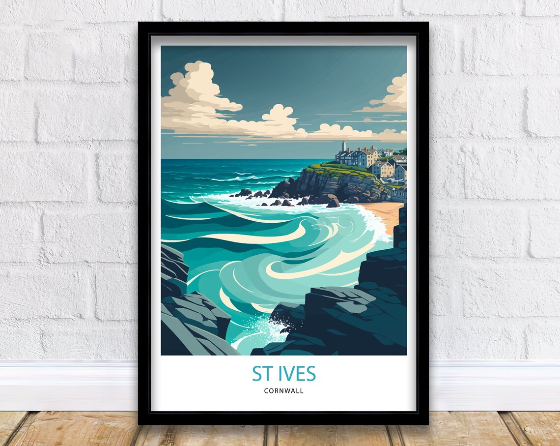 St Ives Travel Poster, Cornwall Place Print
