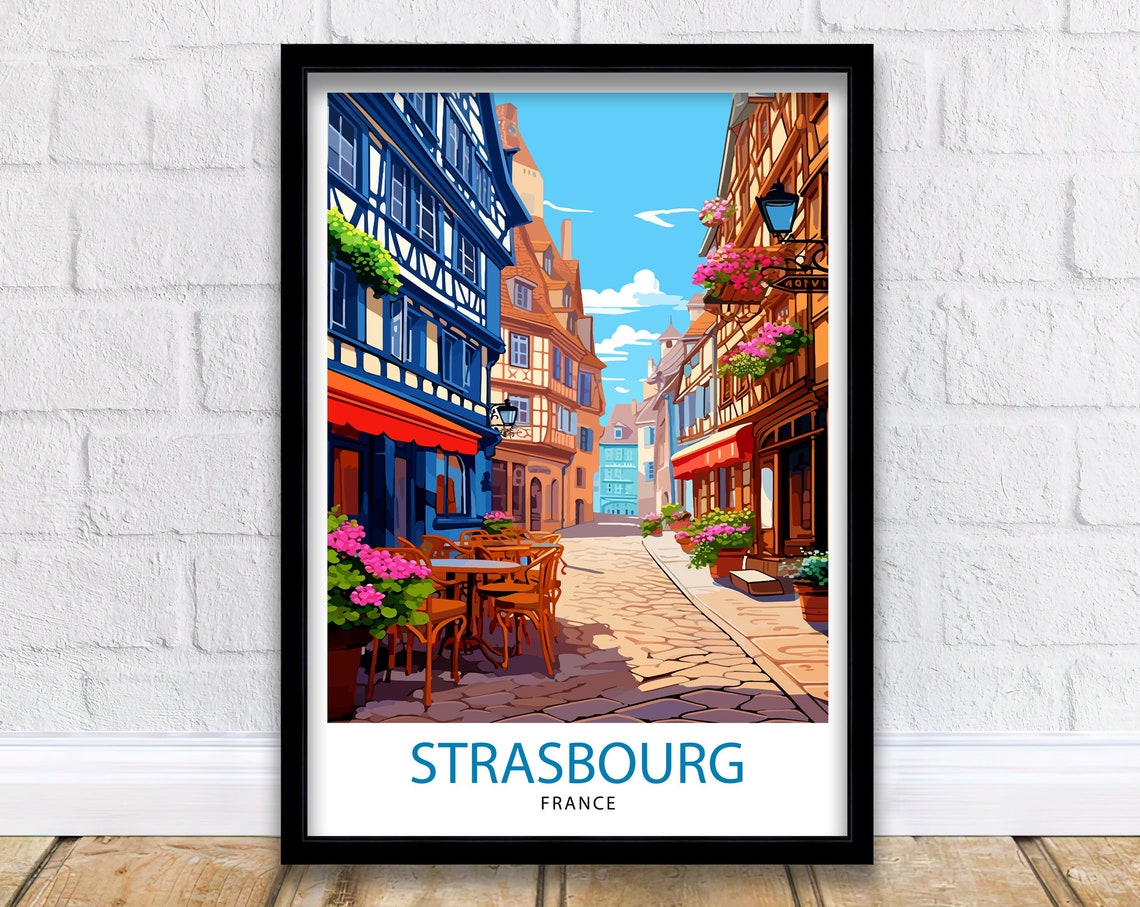 Strasbourg France Travel Print Strasbourg Wall Decor Strasbourg Poster France Travel Prints Strasbourg Art Print Strasbourg Illustration