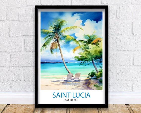 St Lucia Travel Print Caribbean St Lucia Print St Lucia Art St Lucia Poster Saint Lucia Print St Lucia Wall Art Saint Lucia