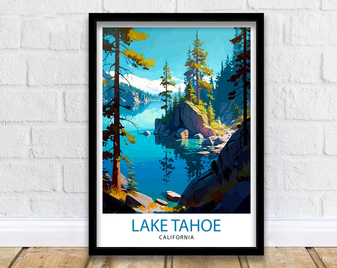 Lake Tahoe California Travel Poster, Home Living Decor