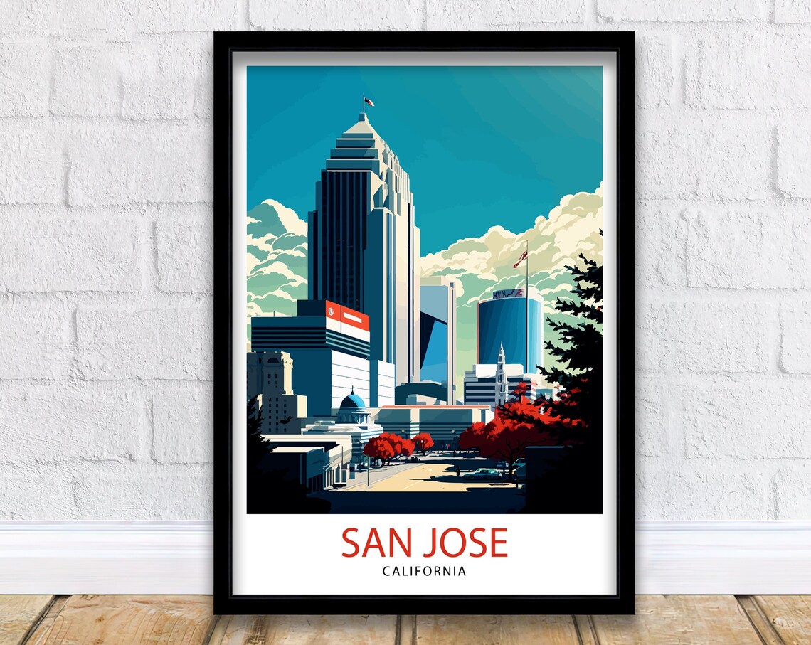 San Jose Travel Poster, California Illustration