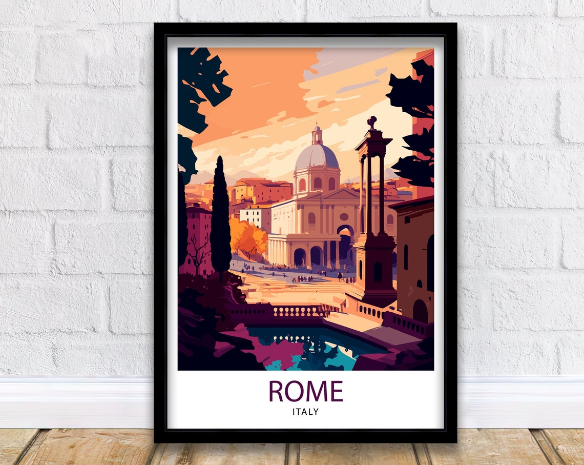 Rome Italy Travel Print Rome Wall Art Italy Travel Poster Rome Home Decor Italy Illustration Travel Gift For Rome Italy Wall Art