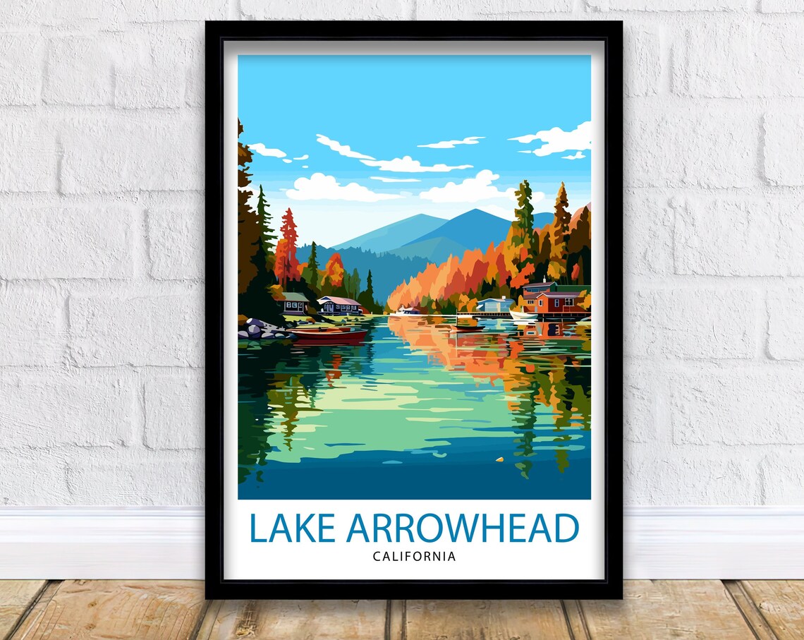 Lake Arrowhead California Travel Poster, Lake Arrowhead