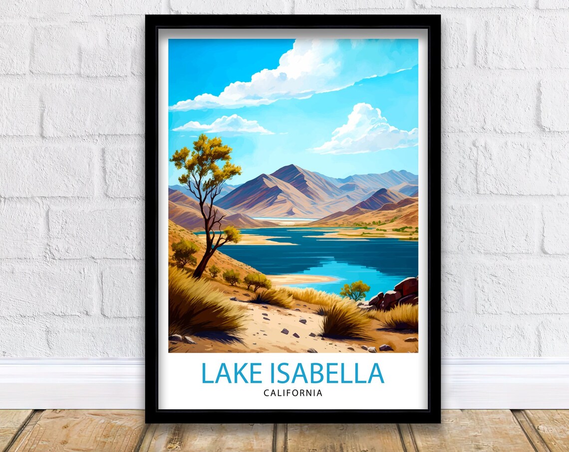 Lake Isabella California Desert Lake Mountains Vintage Travel Poster