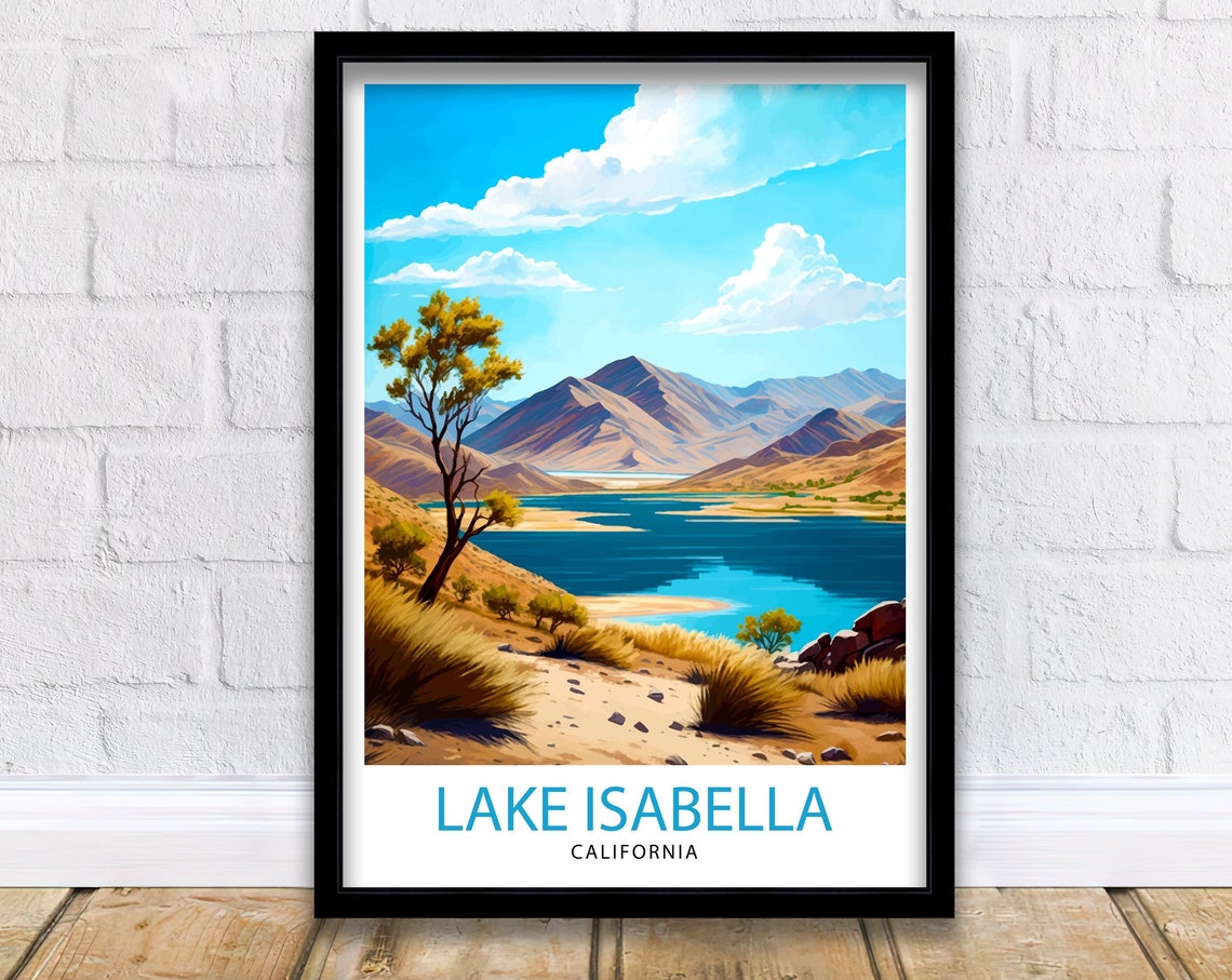 Lake Isabella California Travel Print Lake Isabella Wall Decor Lake Isabella Home Living Decor California Illustration Travel Poster
