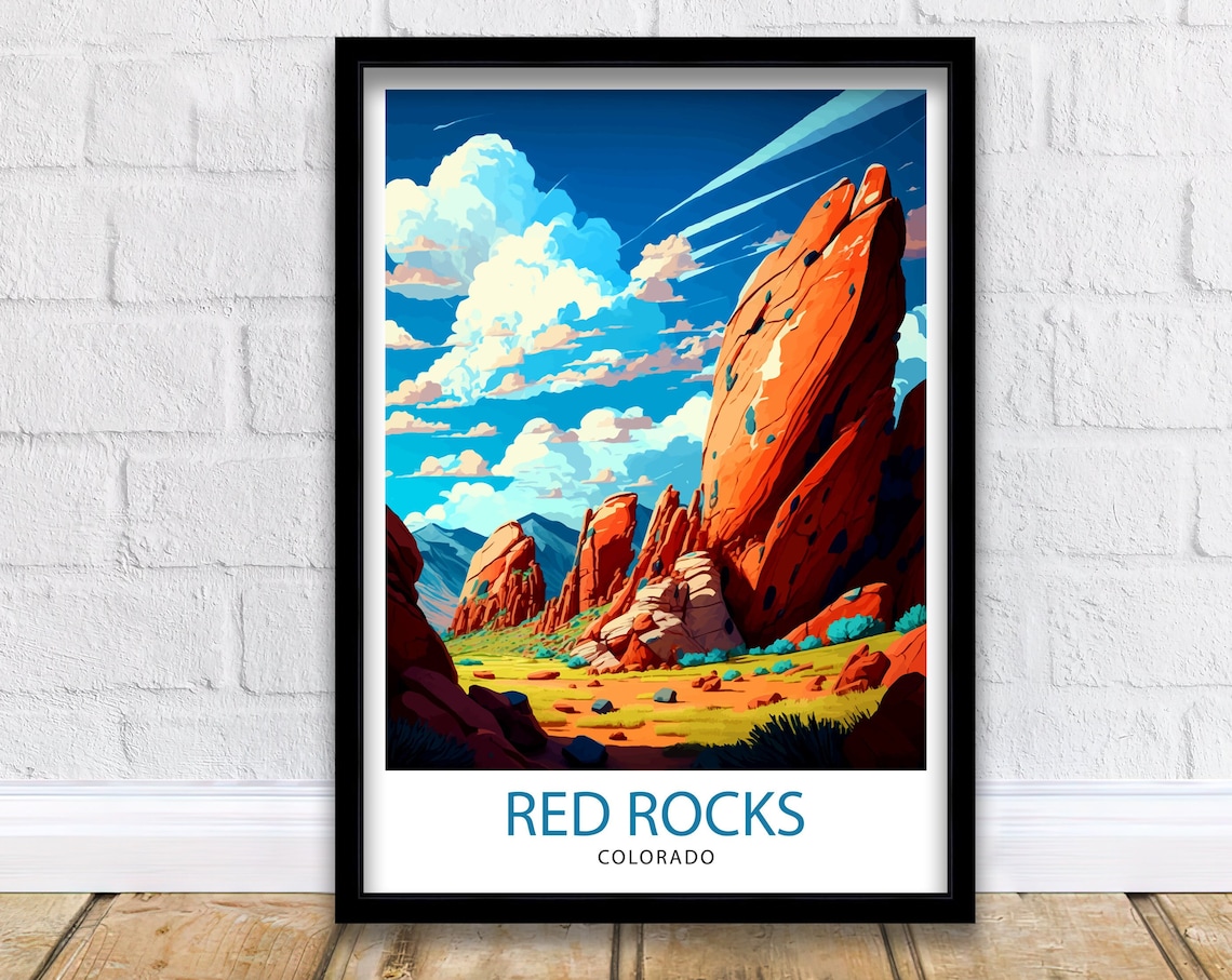 Red Rocks Colorado Travel Poster, Colorado Decor