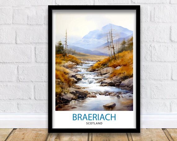 Braeriach Scotland Autumn Stream Watercolor Moorland Mountain Poster
