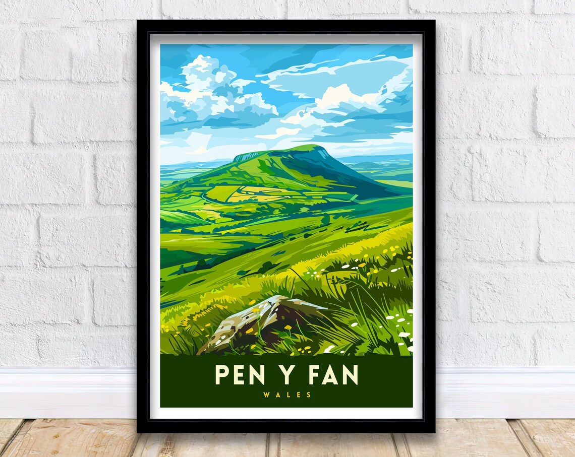 Pen Y Fan Wales Travel Print Wall Art Home Decor Pen Y Fan Illustration Travel Poster Gift For Wales Lovers Wales Home Decor
