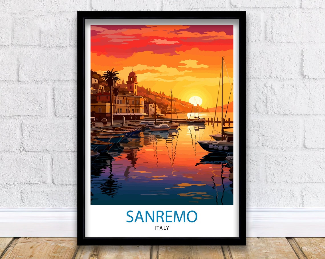 Sanremo Italy Travel Print Sanremo Wall Decor Sanremo Poster Italy Travel Prints Sanremo Art Print Sanremo Illustration Sanremo Wall Art