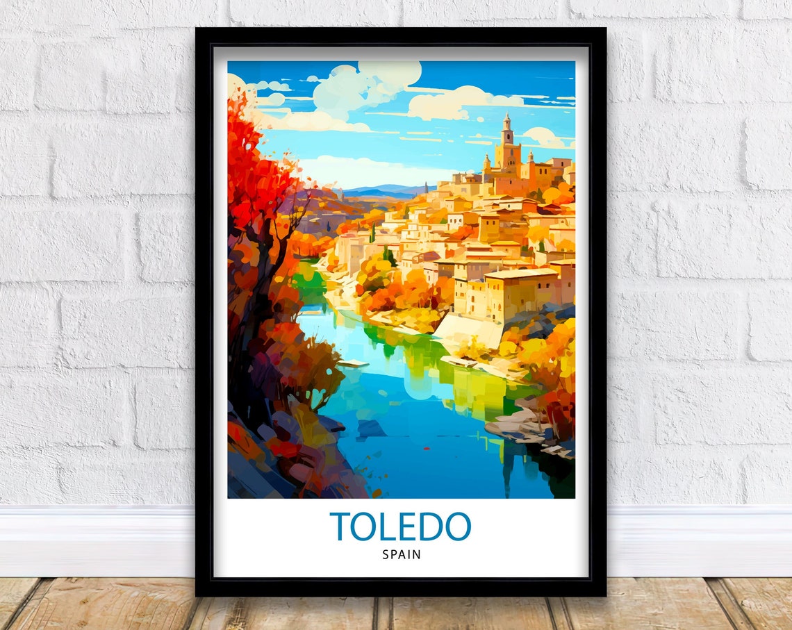 Toledo Spain Riverside Old Town Hilltop Golden Sunset Poster