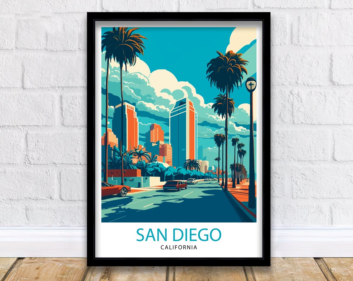 San Diego Travel Poster, California Wall Decor