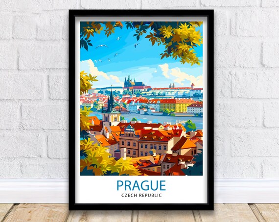 Prague Czech Republic Travel Poster, Europe Wall Decor