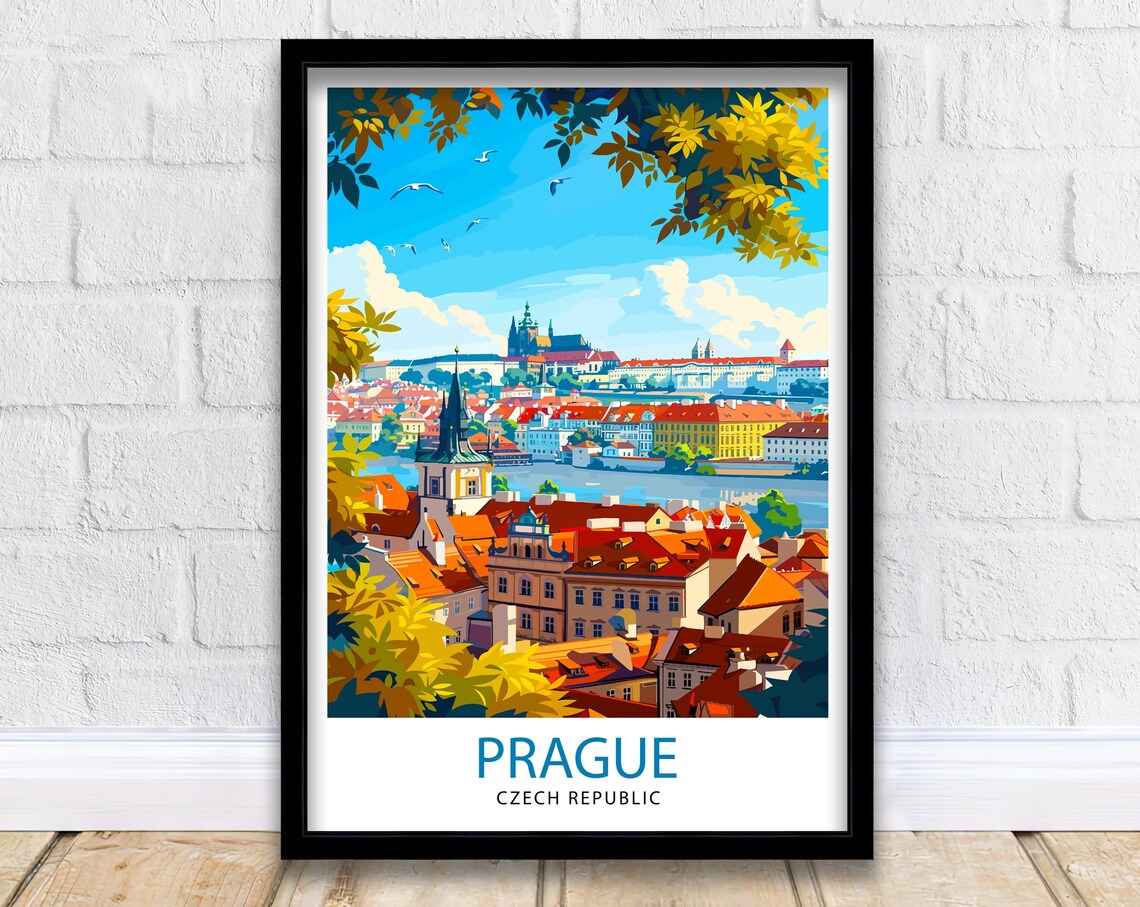 Prague Czech Republic Travel Poster, Europe Wall Decor