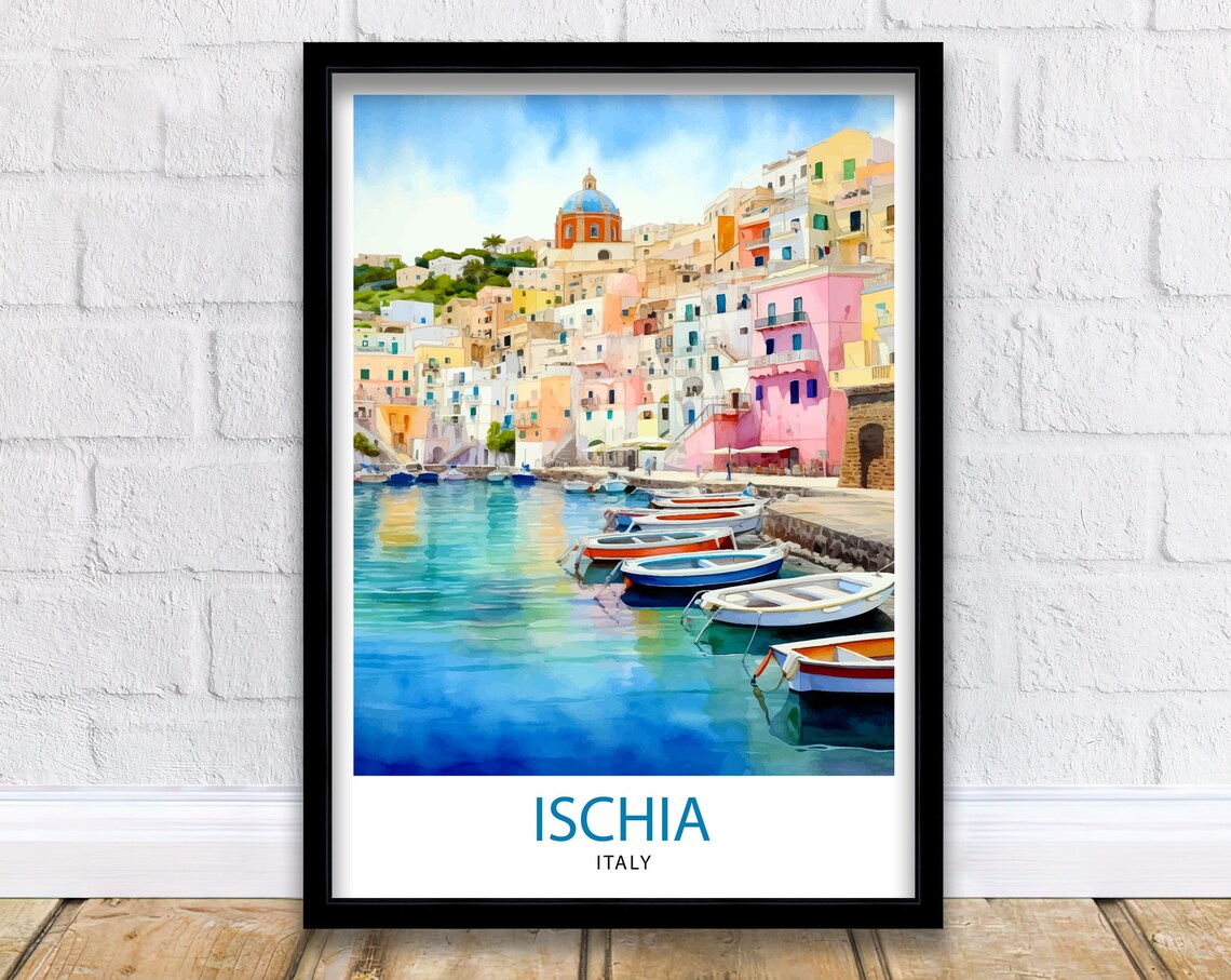 Ischia Italy Travel Print Ischia Wall Decor Ischia Home Living Decor Ischia Italy Illustration Travel Poster Gift For Ischia Italy Home