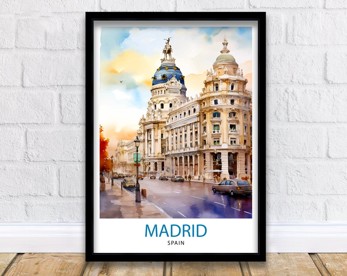 Madrid Spain Travel Poster, Madrid Illustration