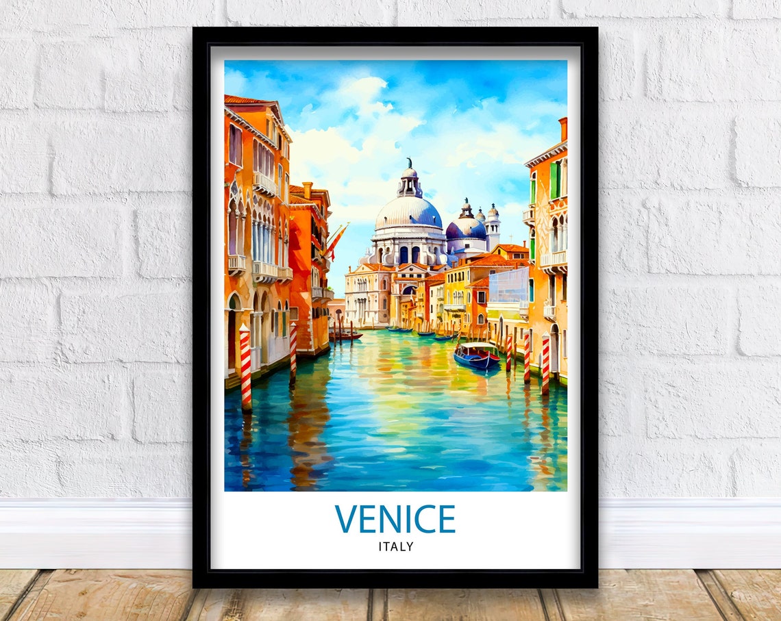 Venice Travel Print Venice Wall Decor Venice Home Living Decor Venice Italy City Print Capital City Venice Canal Poster Venice Illustration