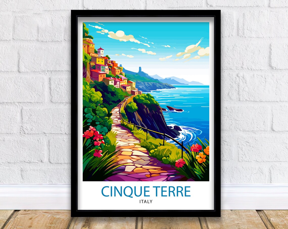 Cinque Terre Italy Travel Poster, Europe Wall Decor