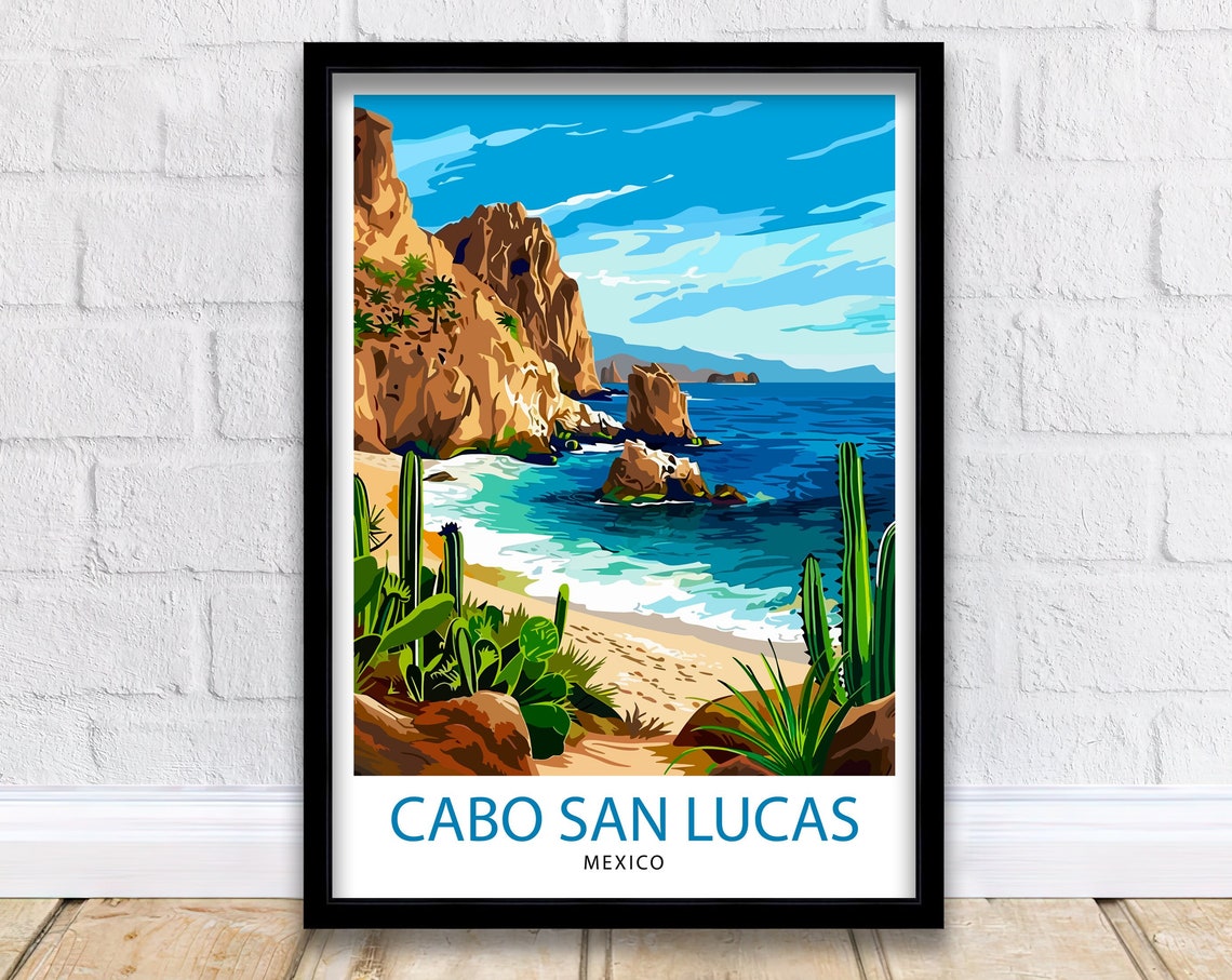 Cabo San Lucas Mexico Desert Coast Rocky Bay Beach Scene Poster
