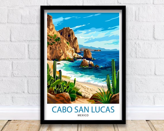 Cabo San Lucas Travel Print Cabo San Lucas Wall Decor Cabo San Lucas Home Living Decor Cabo San Lucas Illustration Travel Poster Gift For