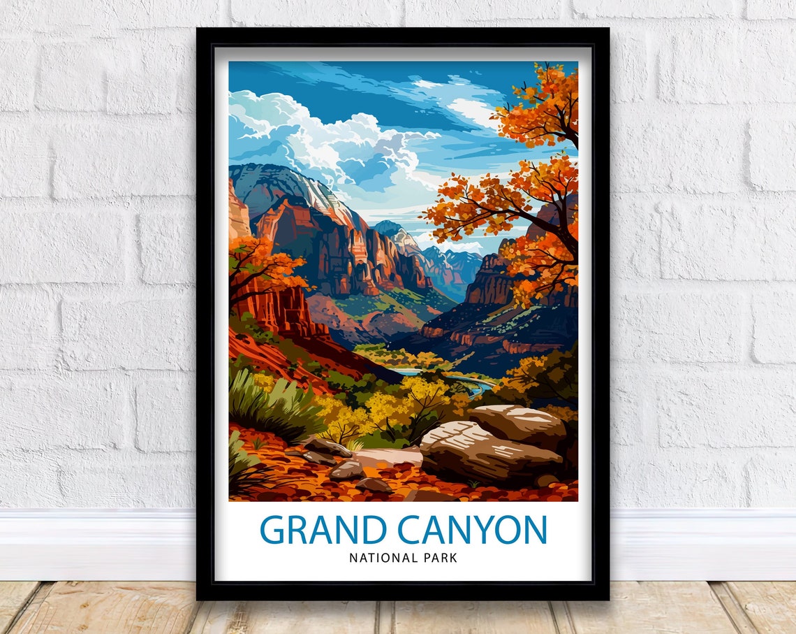 Grand Canyon Travel Print Grand Canyon Grand Canyon Print Grand Canyon Poster Wall Art National Park Arizona Wall Art