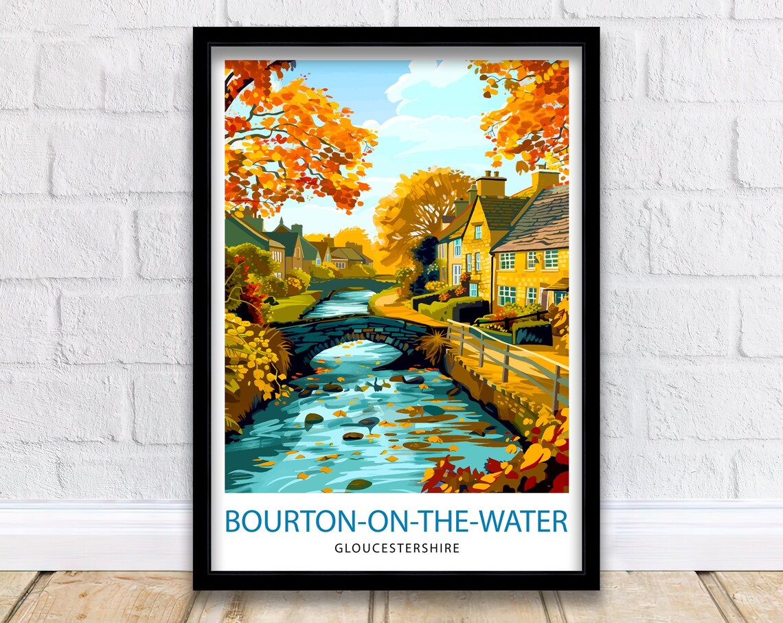 Bourton On Water Cotswolds Travel Poster, Illustration