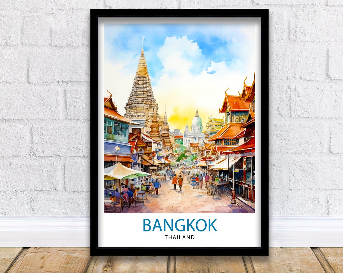 Bangkok Thailand Travel Print Bangkok Wall Decor Thailand Illustration Bangkok Travel Poster Gift For Thailand Travel Thailand Home Decor