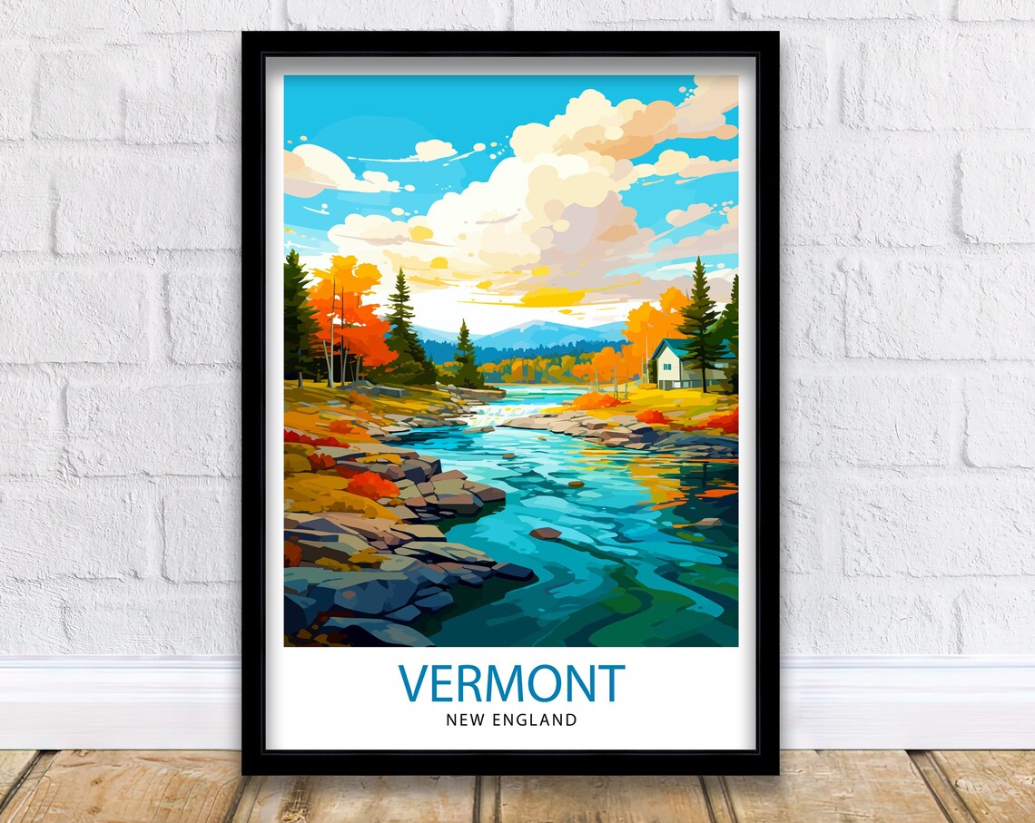 Vermont New England Travel Poster, Vermont Wall Decor