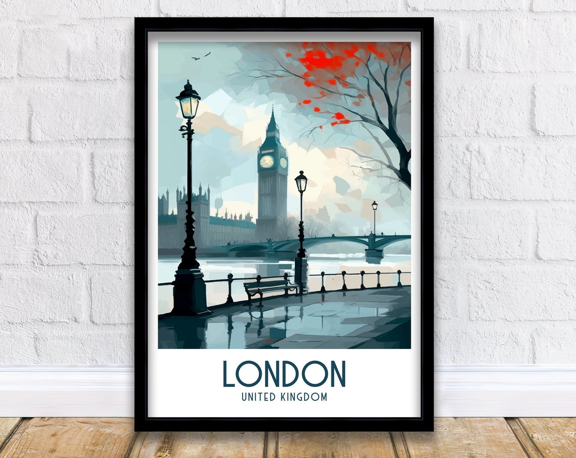 London Travel Print London Wall Art London Home Decor London Illustration Travel Poster Gift For London Uk Home Decor