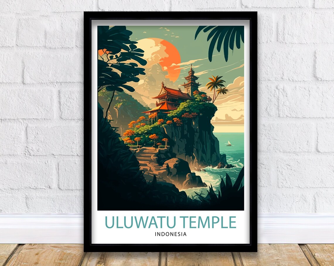 Uluwatu Temple Travel Poster, Bali Indonesia Decor