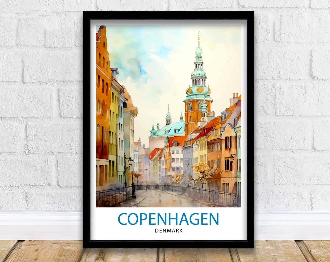 Copenhagen Travel Poster, Denmark Home Decor