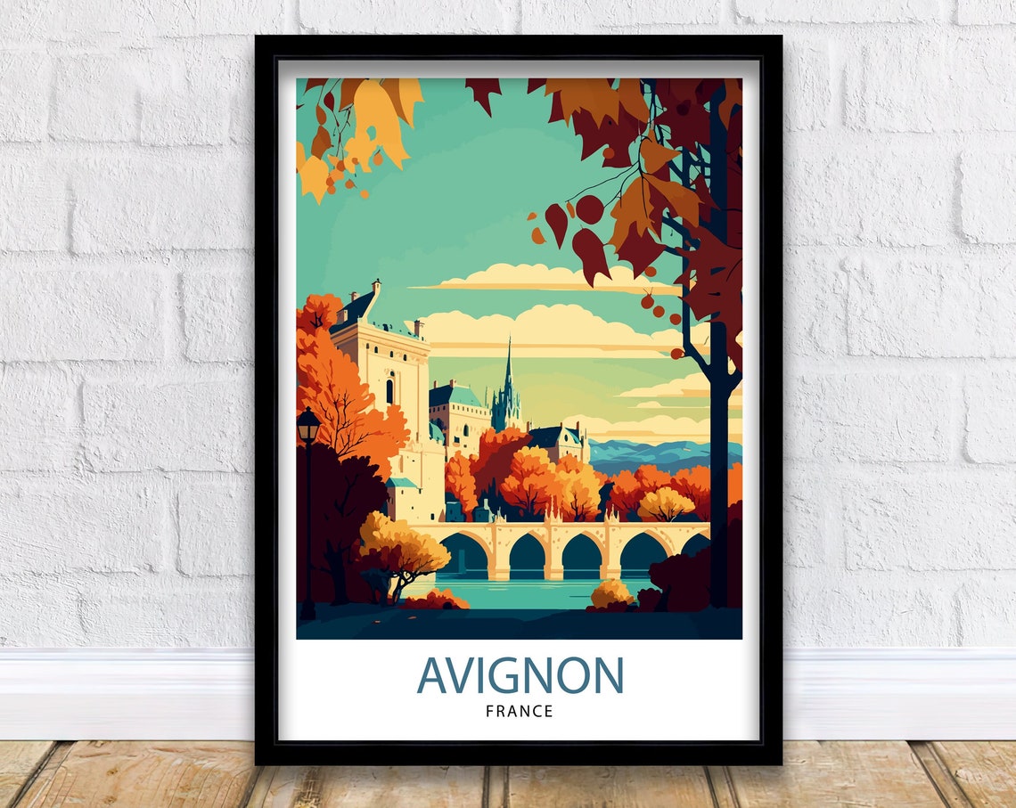 Avignon France Autumn Bridge River Historic City Fall Poster