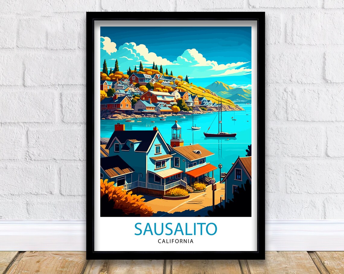 Sausalito California Travel Poster, Home Decor