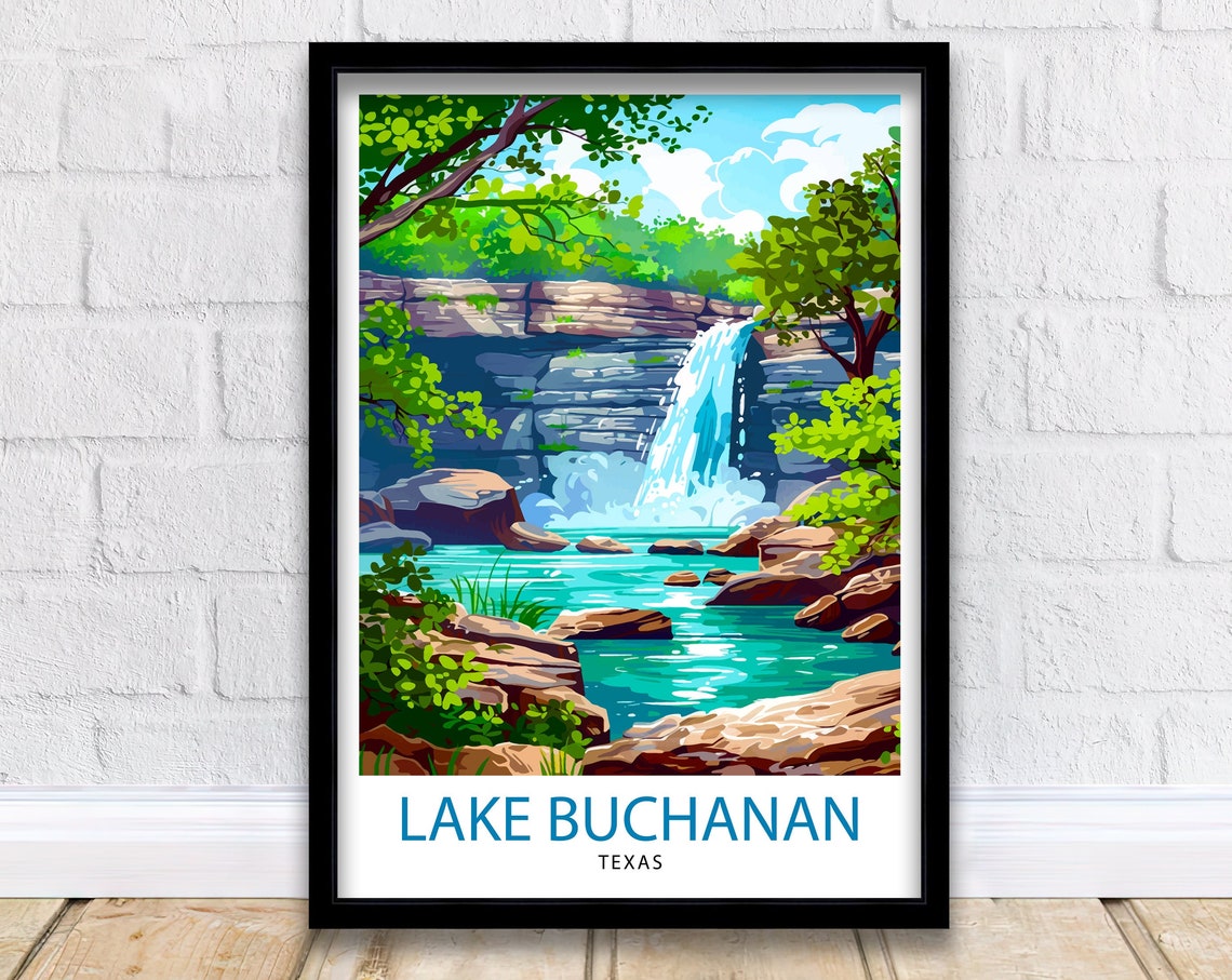 Lake Buchanan Texas Waterfall Forest Turquoise Pool Cliffs Poster