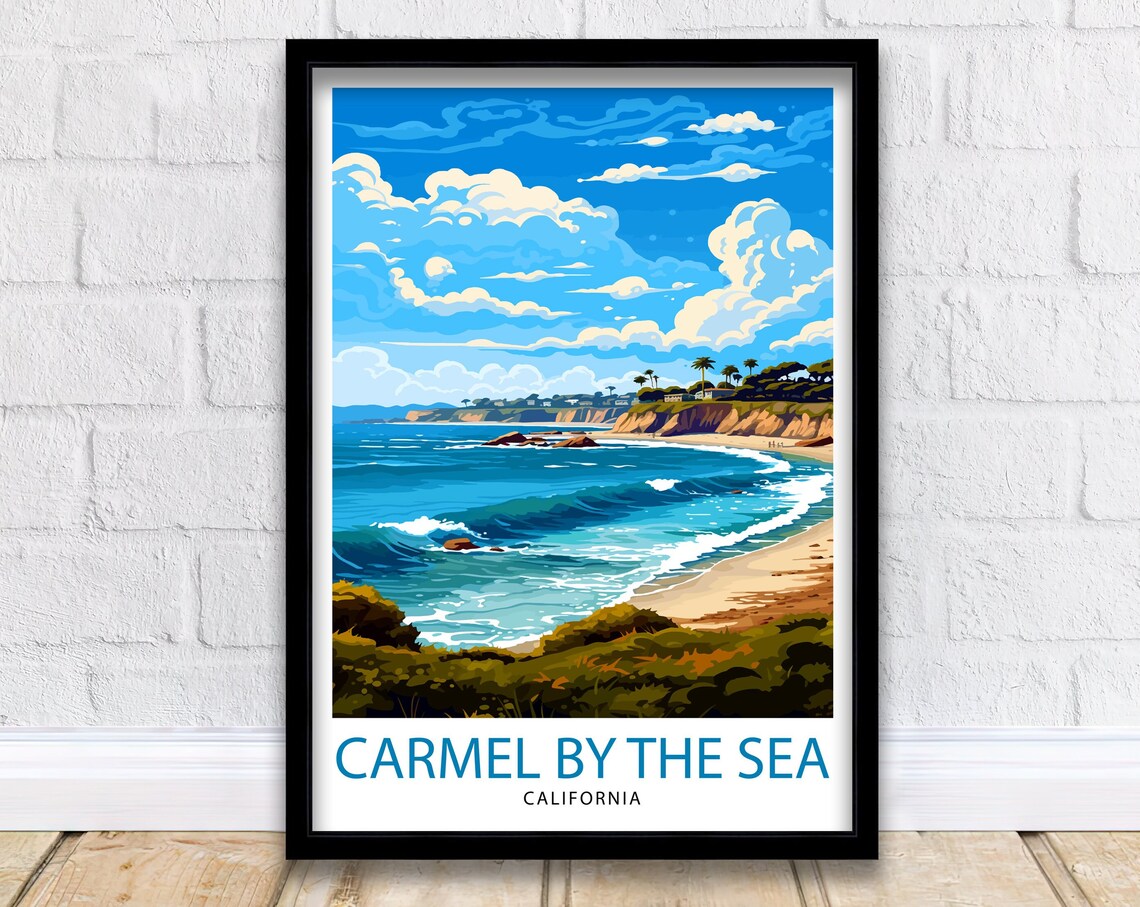 Carmel By The Sea California Sunny Bay Palm Beach Art Poster
