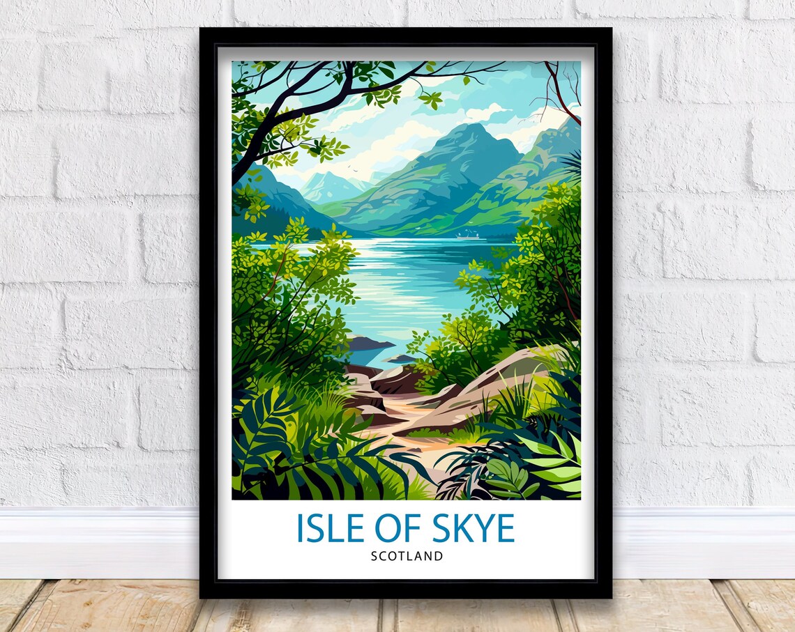 Isle of Skye Scotland Misty Loch Mountain Highland View Poster
