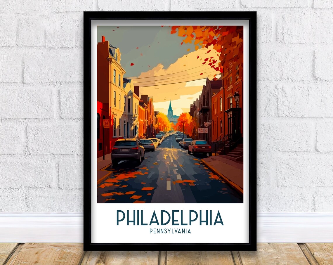 Philadelphia Travel Poster, Pennsylvania Wall Decor