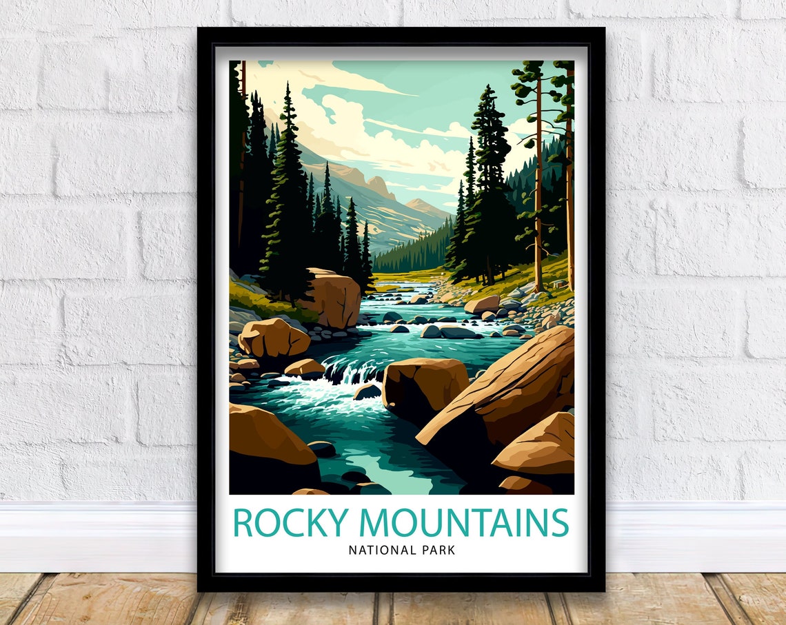 Rocky Mountains National Park Forest Pine Stream Artwork Poster