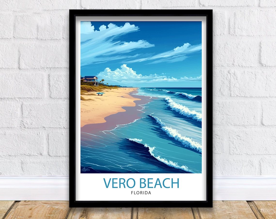 Vero Beach Florida Travel Poster, Coastal Place Print
