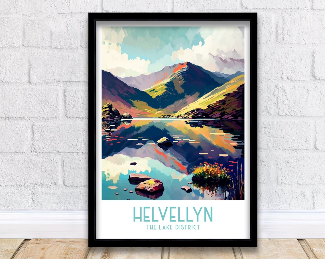 Helvellyn Travel Poster, Lake District Hiking View