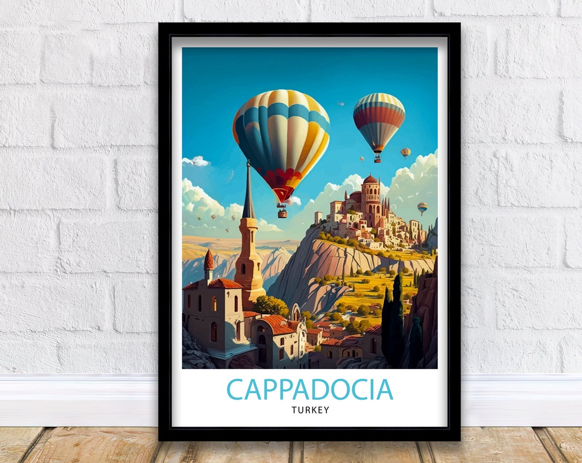 Cappadocia Turkey Hot Air Balloons Rock Valley Travel Poster