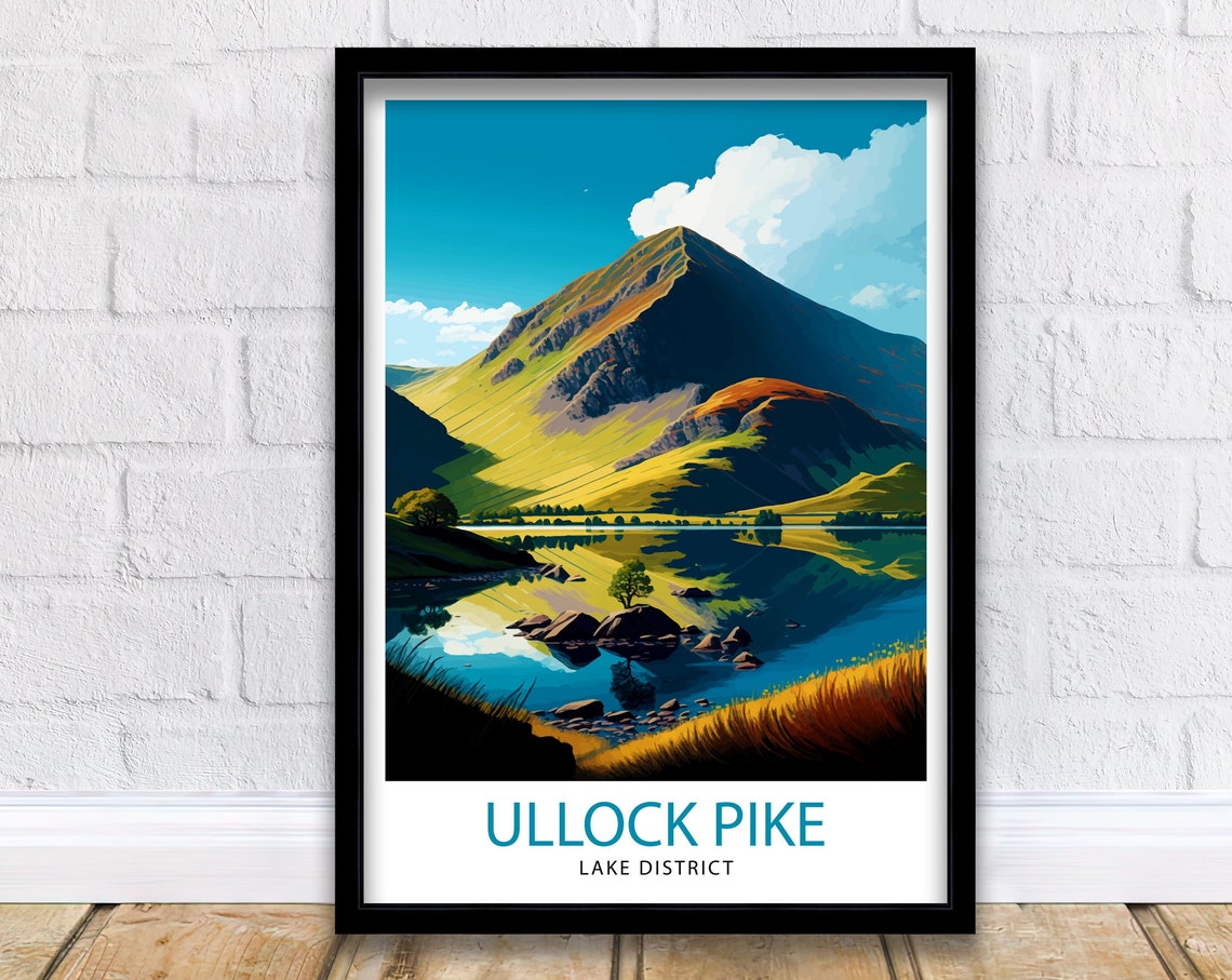 Ullock Pike Lake District Mountain Lake Reflection Travel Poster