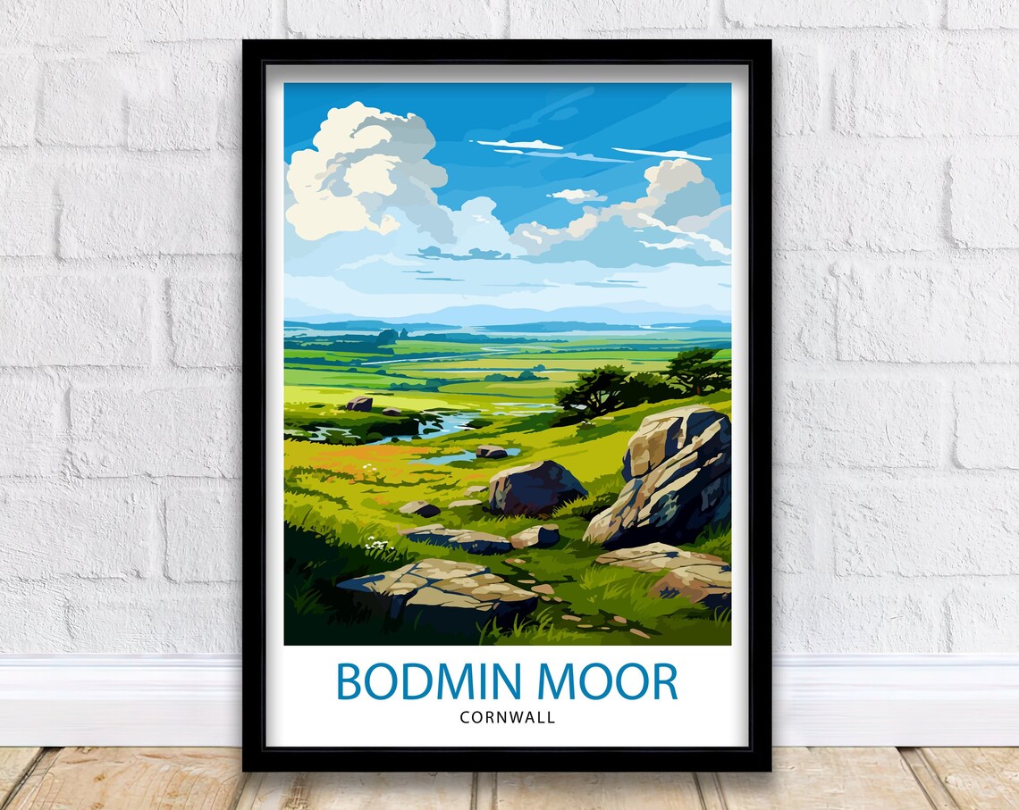 Bodmin Moor Cornwall Rugged Green Moorland Rocks Landscape Poster