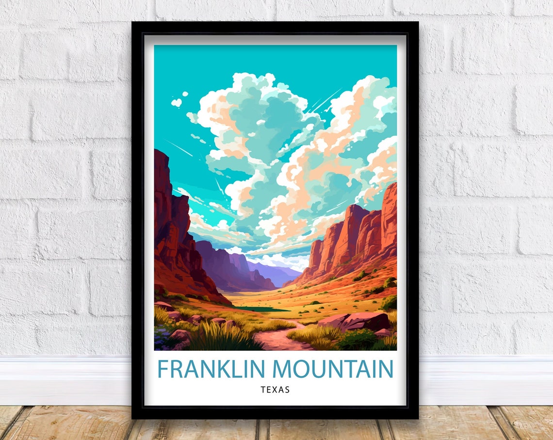 Franklin Mountain Texas Red Canyon Desert Sunset Landscape Poster