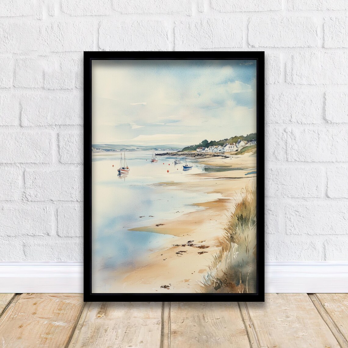 Hayle Cornwall Coastal Watercolor Sailboats Estuary Seaside Poster